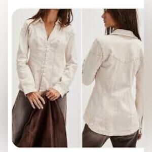 NEW FREE PEOPLE KENNY SLIM TUNIC SANDSTONE CREAM PINK PURPLE WASH HOOK EYE SZ XS